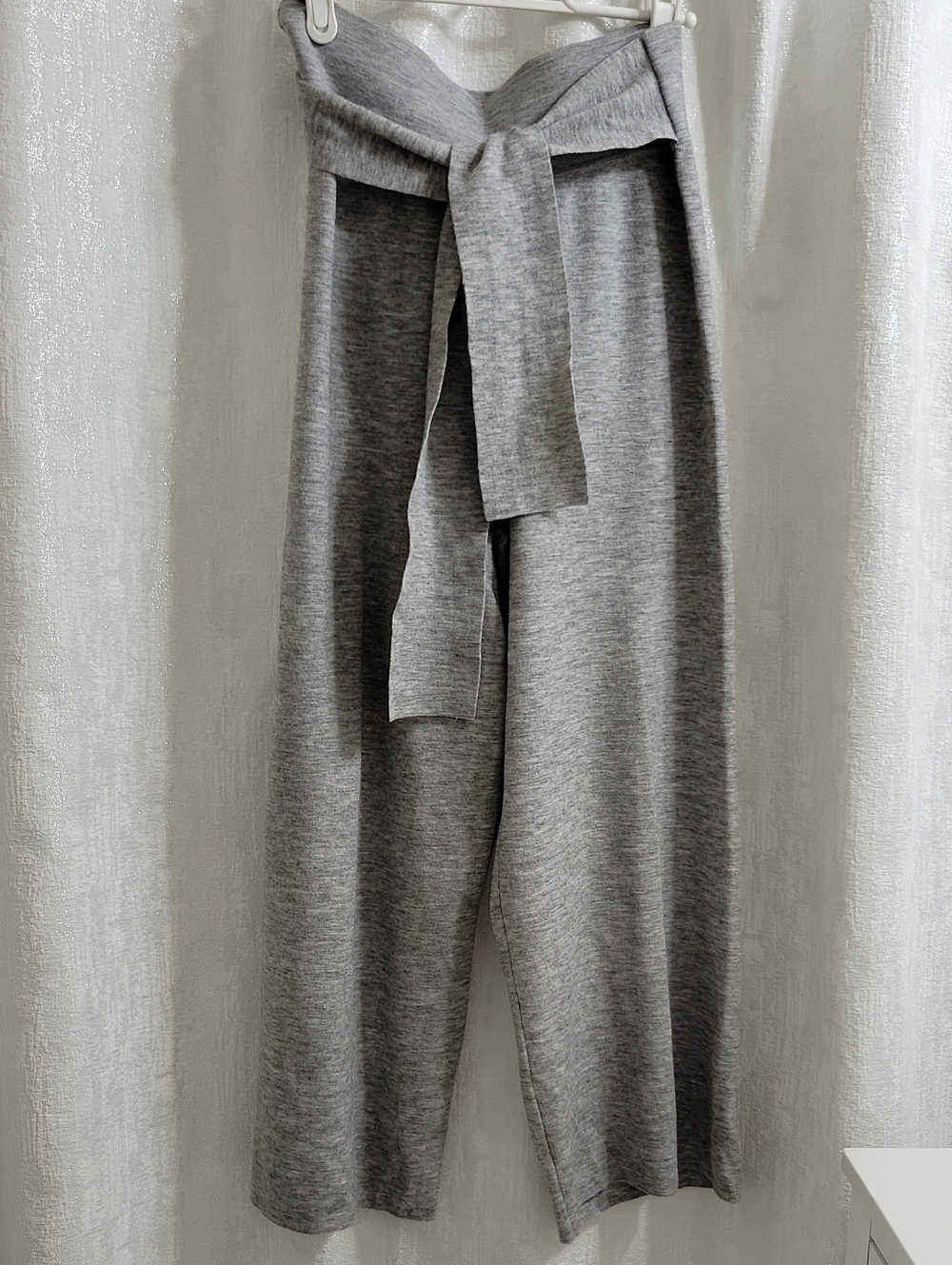 Wilfred Heather Gray Wide-Leg Tie-Waist Pants